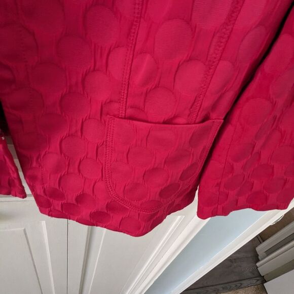 Gerry Weber Blazer Womens sz 14 Designer Waffle Weave Barbiecore Jacket Cropped - Picture 5 of 11